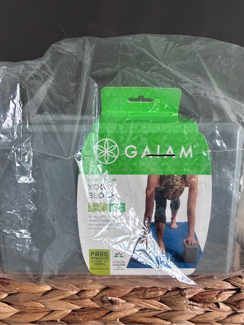 Gaiam Yoga Blocks Set of 2 Gray Foam 9x6x4 New in Package